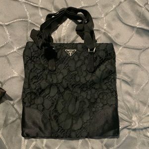 Small Prada evening bag with silver hardware